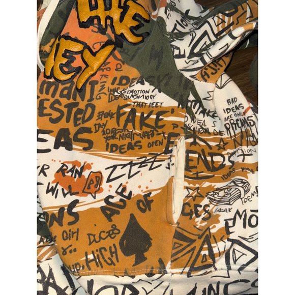 Vintage Another Hype Piece Graphic Design Hooded Sweatshirt Size Medium - Picture 9 of 11